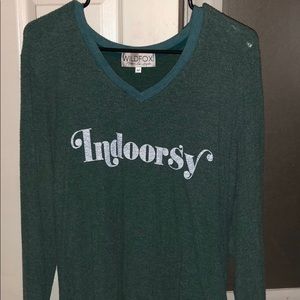 Wildfox “indsoorsy” v-kneck sweatshirt